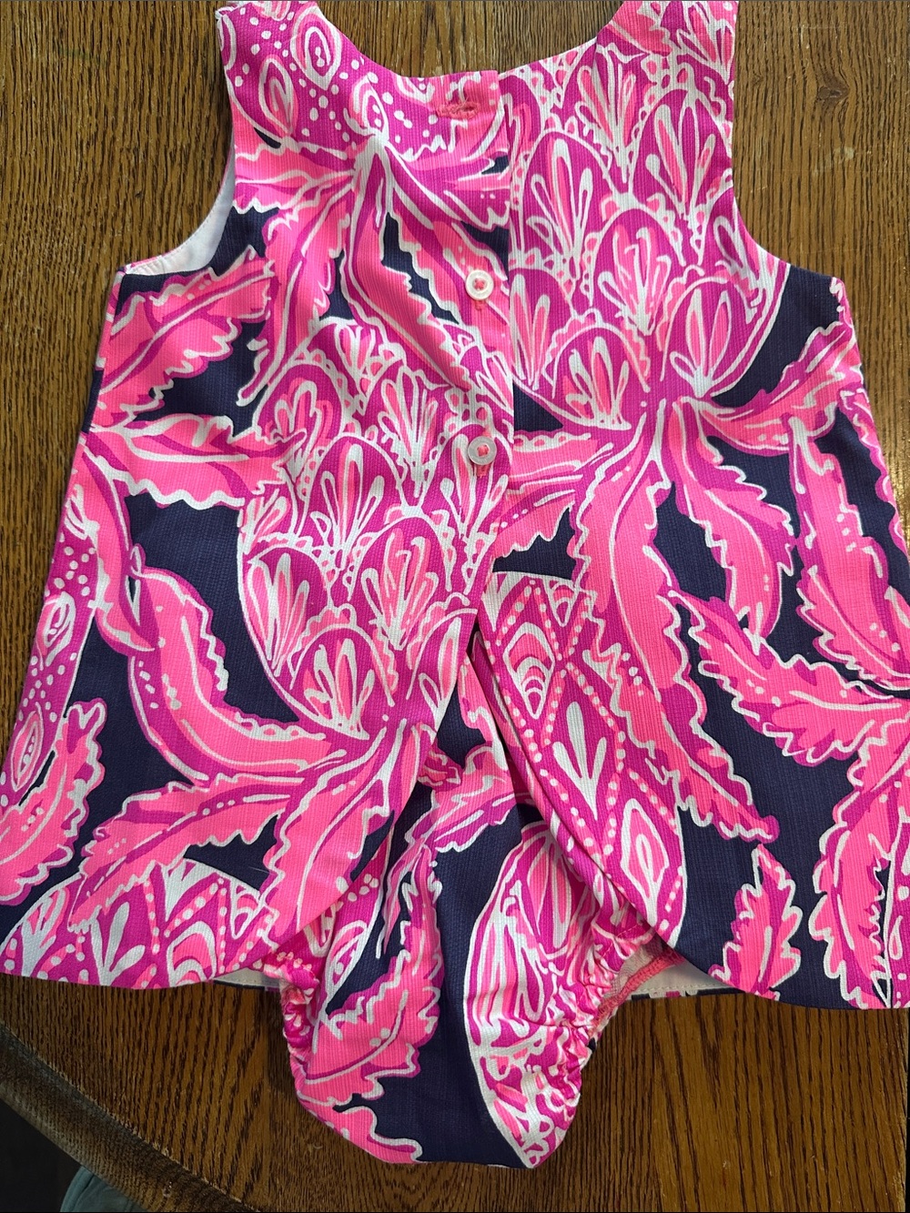 Lilly Pulitzer Pink and Navy Pineapple Print Girls Matching Set - Picture 3 of 9